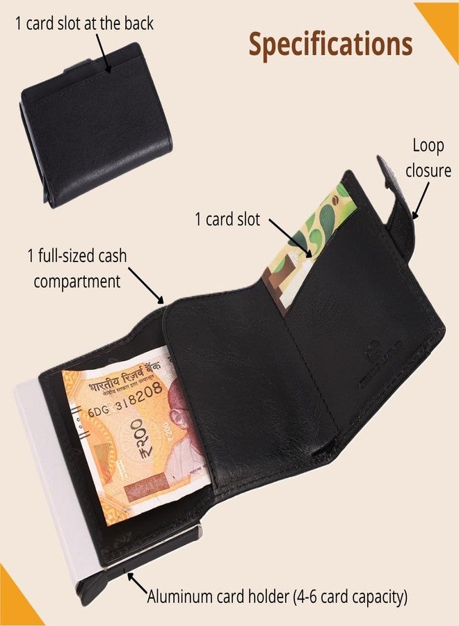 Scudo Genuine Leather RFID Protected Slim Card Holder Wallet for Men & Women (Tuscany) (Black) - Image 2